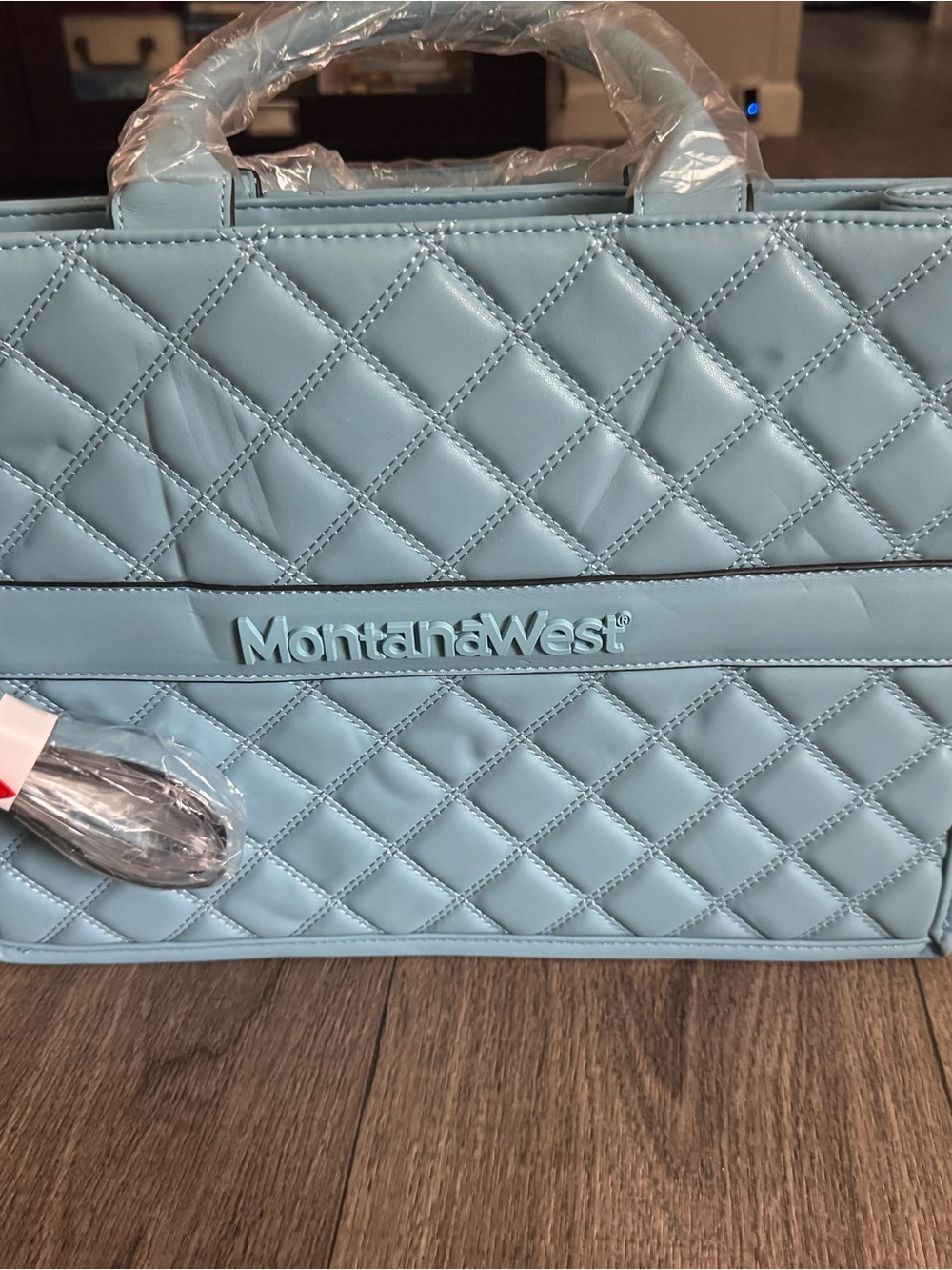 Montana West Quilted Tote in Light Blue